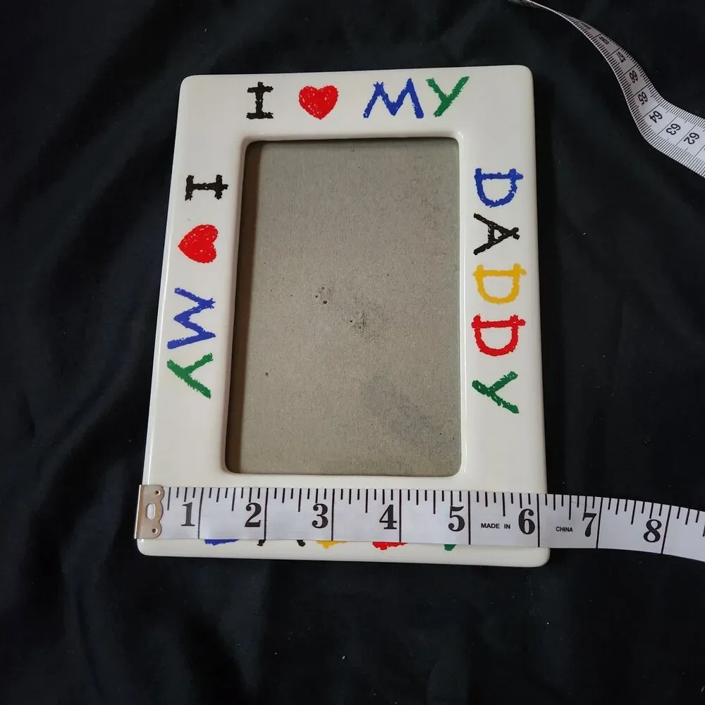 Vintage I Love My Daddy Crayon Look Ceramic Picture Frame 4 X 6Photo Colorful